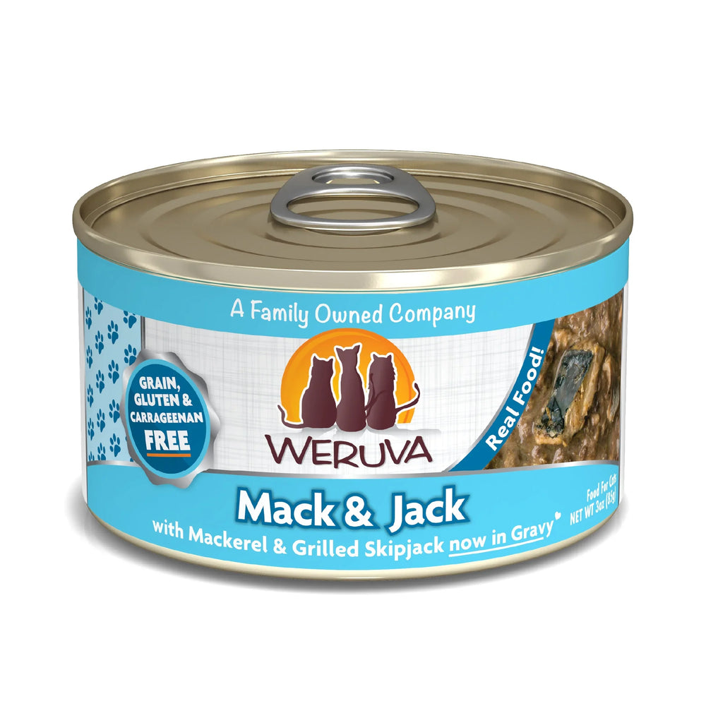 Weruva Cat Mack and Jack with Mackerel and Grilled Skipjack in Gravy 5.5oz. (Case of 12)