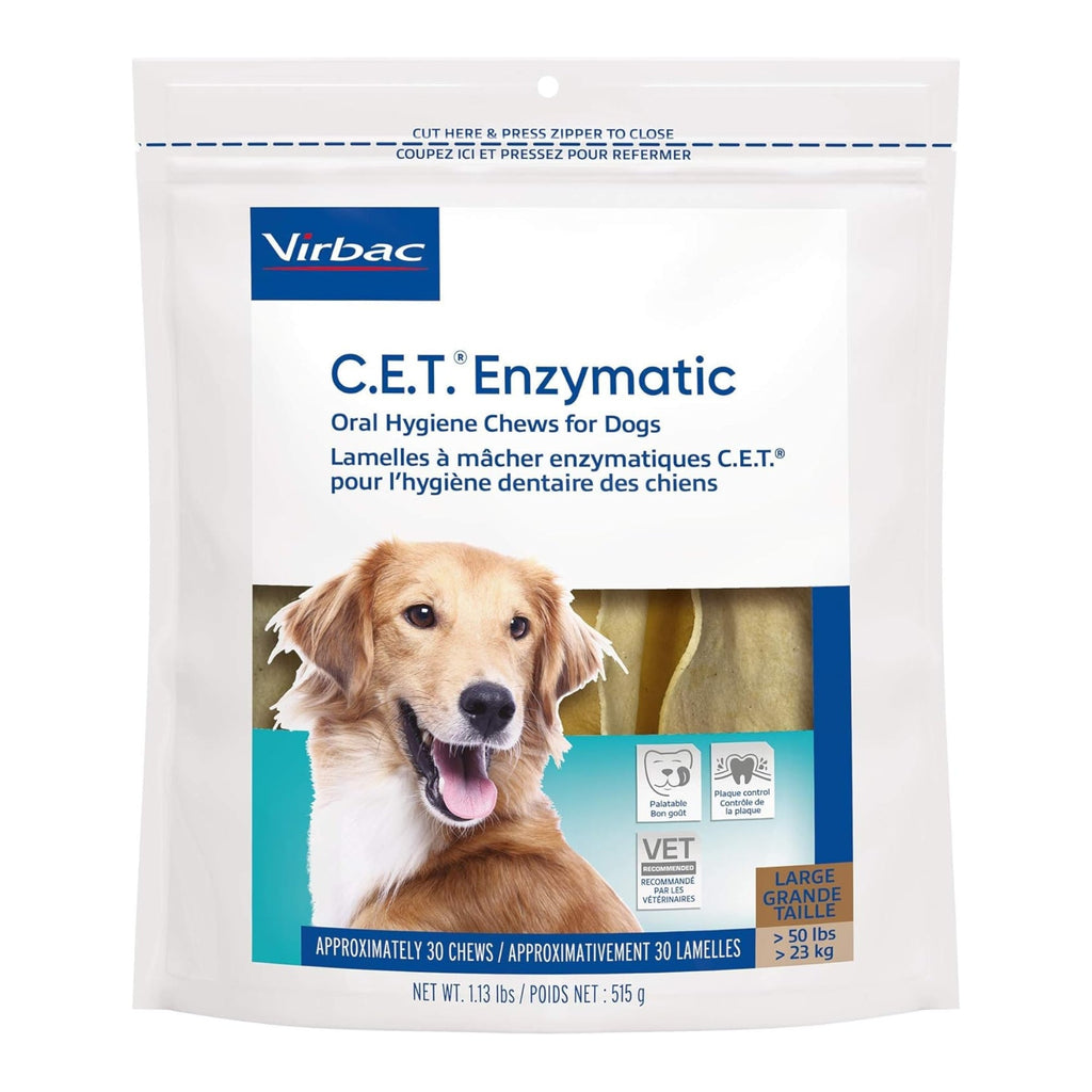 C.E.T. Enzymatic Oral Hygiene Chews For Dogs Beef/Chicken Large 30 Count