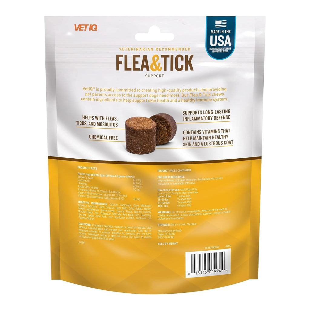 Vetiq Flea & Tick Soft Chew For Dogs Hickory Smoked 9.5oz. - 60count