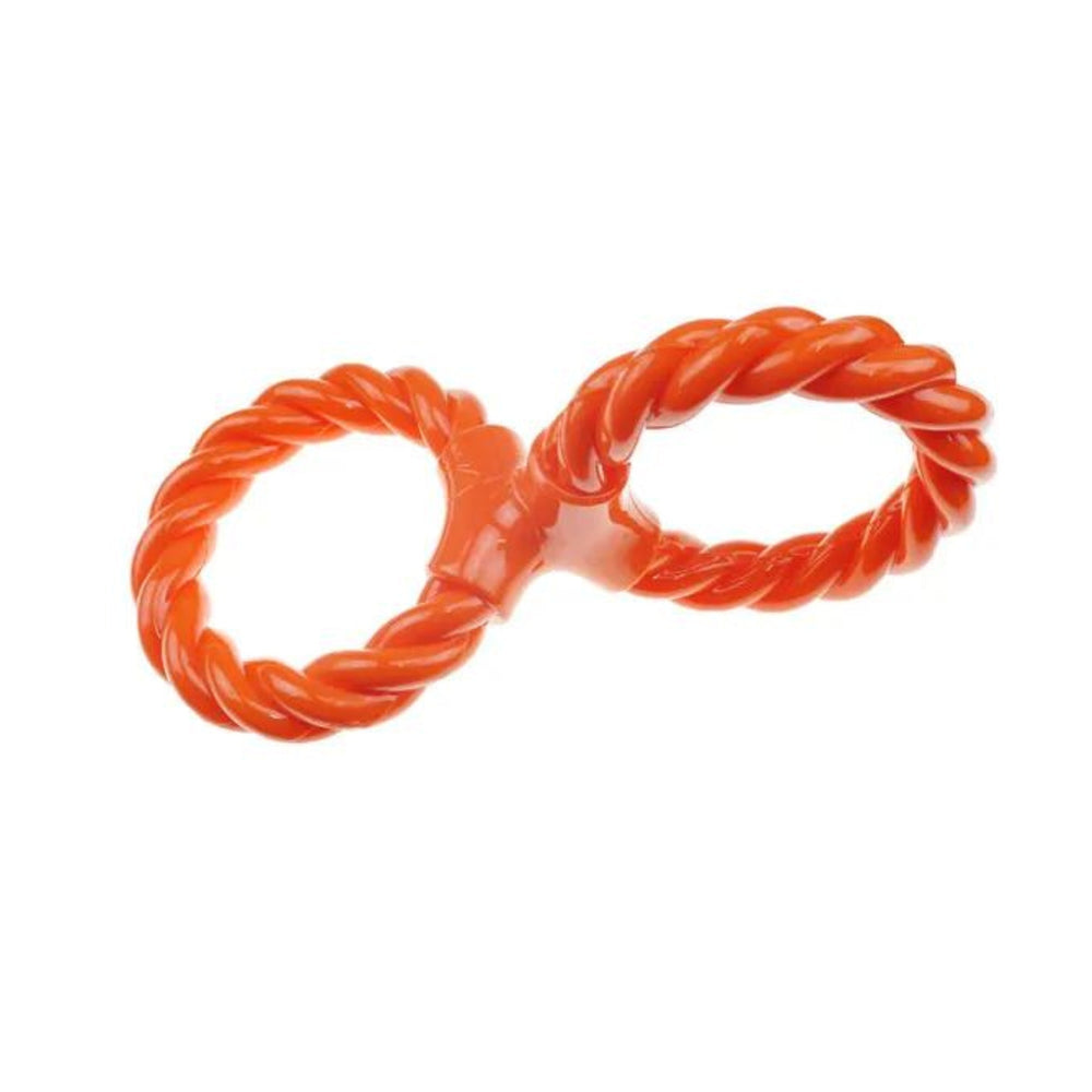 Infinity TPR/Rope Double Ring Twist Tug Toy Orange 12in.