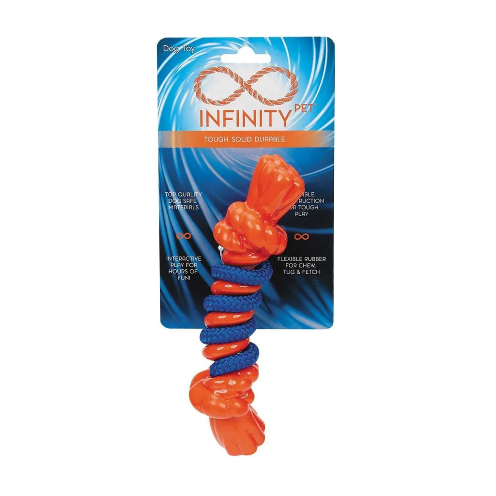 Infinity TPR/Rope Bone Dog Toy Orange Small 8in.