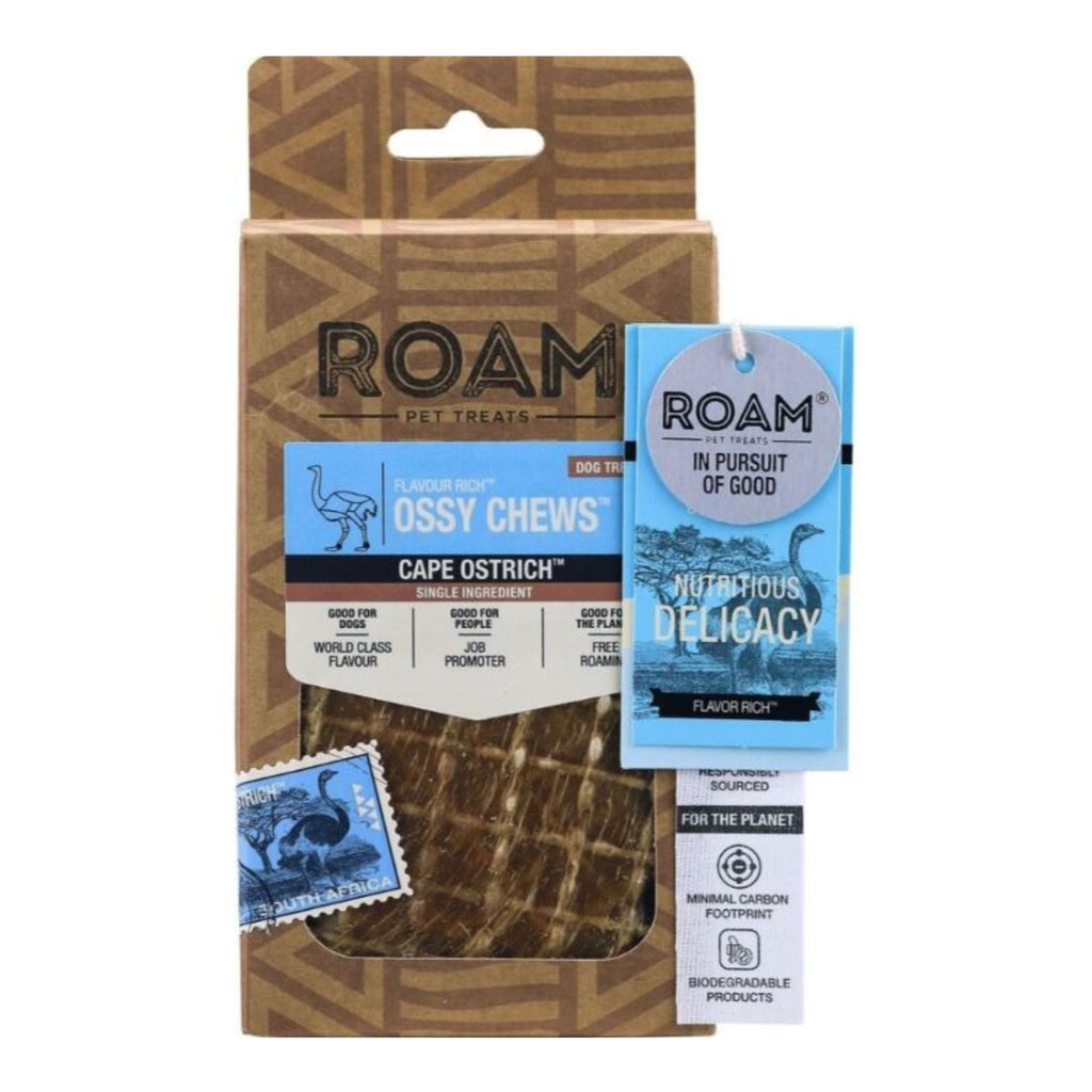 Roam Flavor Rich Ossy Chews Ostrich 3oz.