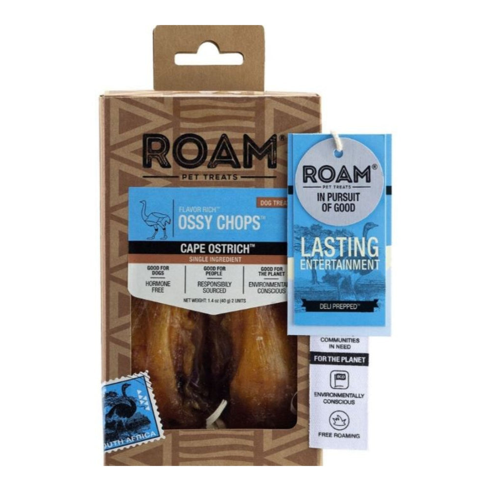 Roam Flavor Rich Ossy Chops Ostrich 1.4oz.-2 Pk