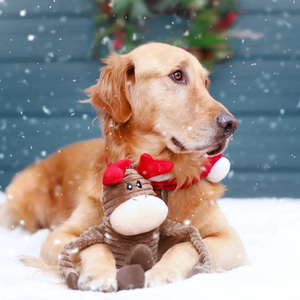 Zippypaws Holiday Crinkles Reindeer Red/Brown Jumbo