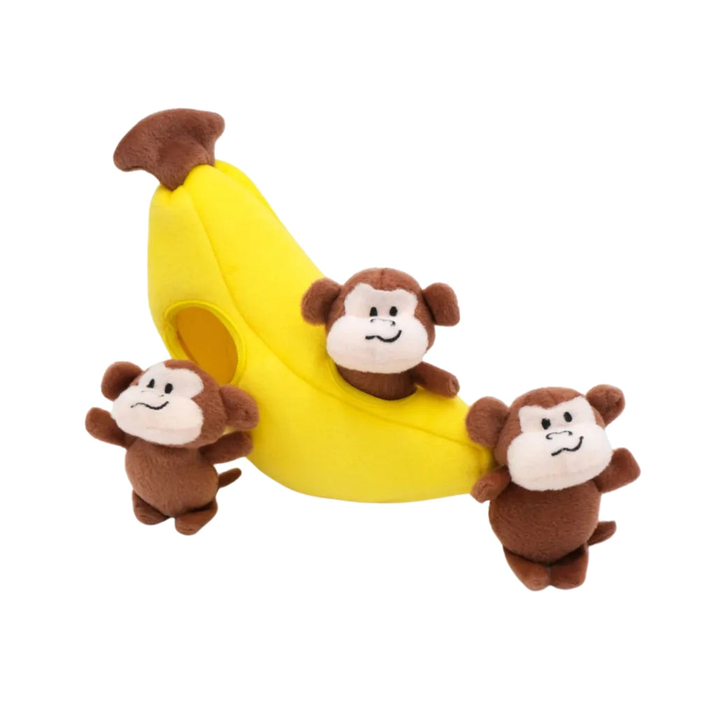 Zippypaws Burrow Monkey 'N Banana Brown/Yellow Medium