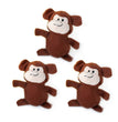 Zippypaws Miniz Monkeys Brown Small-3 Pk