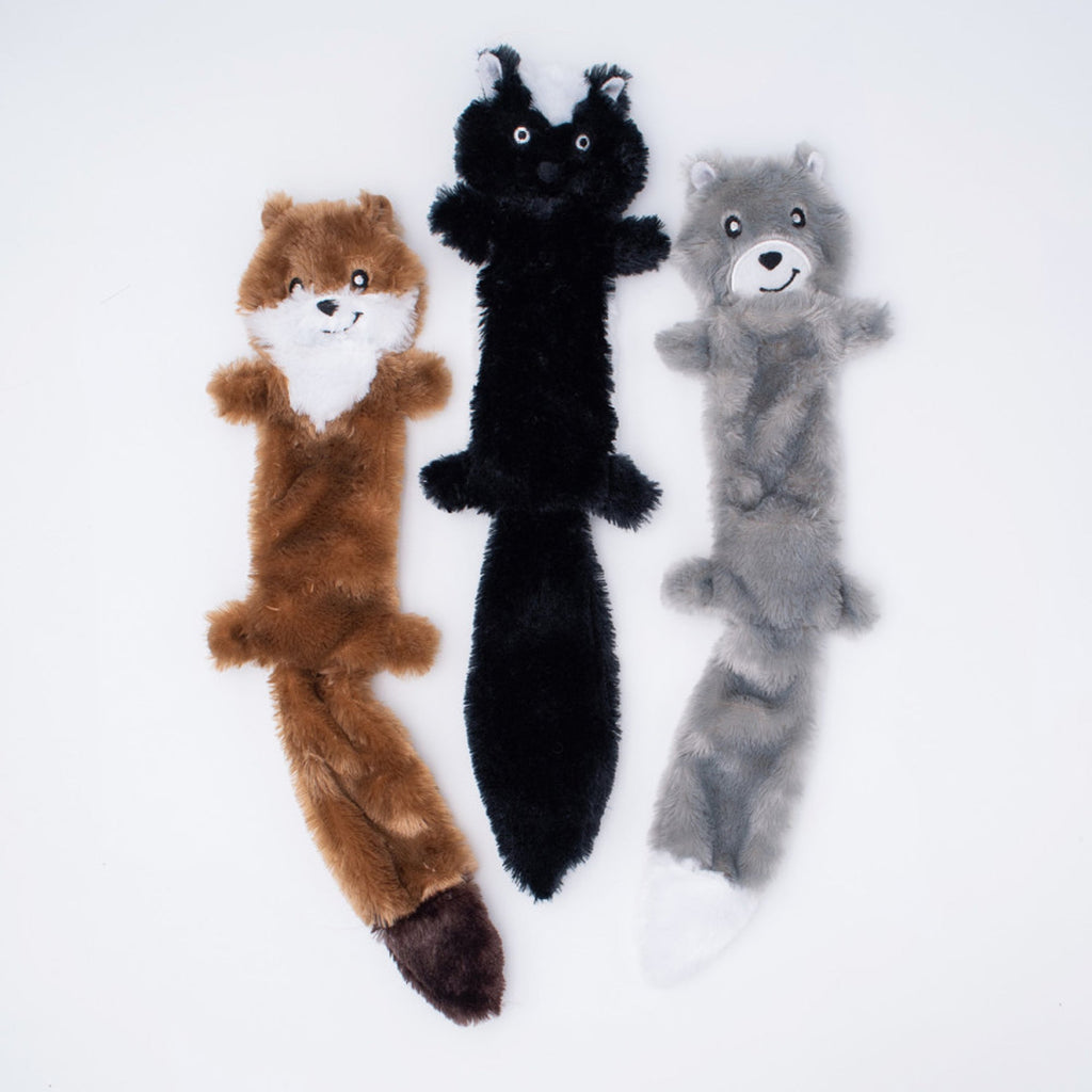 ZippyPaws Skinny Peltz Dog Toy Weasel, Skunk, Wolf 1ea/LG, 3 pk for your Pet Dog with Pet Store X.