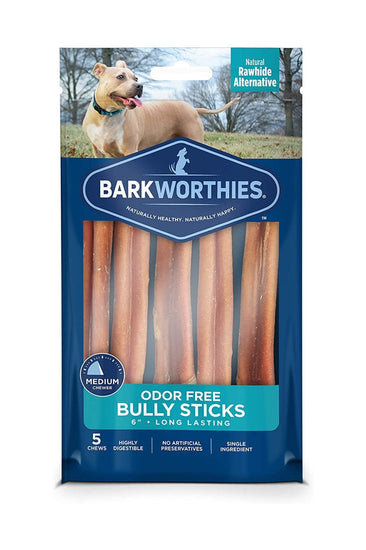 Barkworthies Odor Free Bully Stick 1ea/6 in, 5 pk for your Pet Dog with Pet Store X!