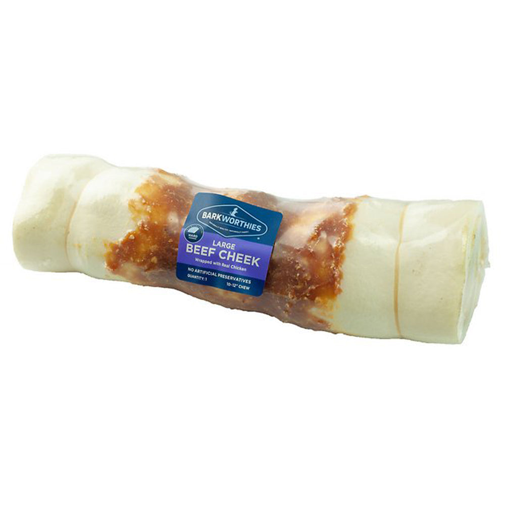 Barkworthies Dog Grain Free Beef Cheek Wrapped Chicken Large for your Pet Dog with Pet Store X!