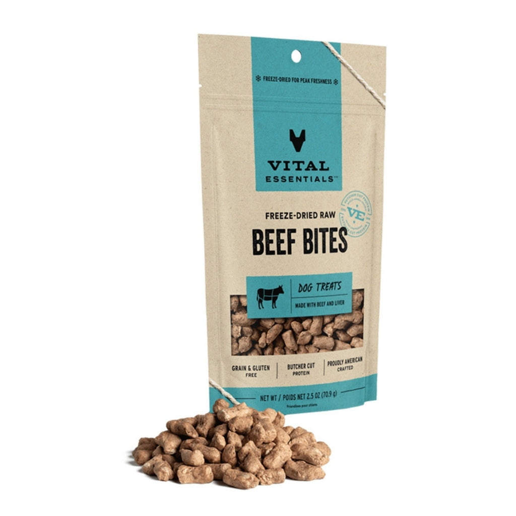 Vital Essentials Dog Freeze-Dried Treat Bites Beef 2.5oz.