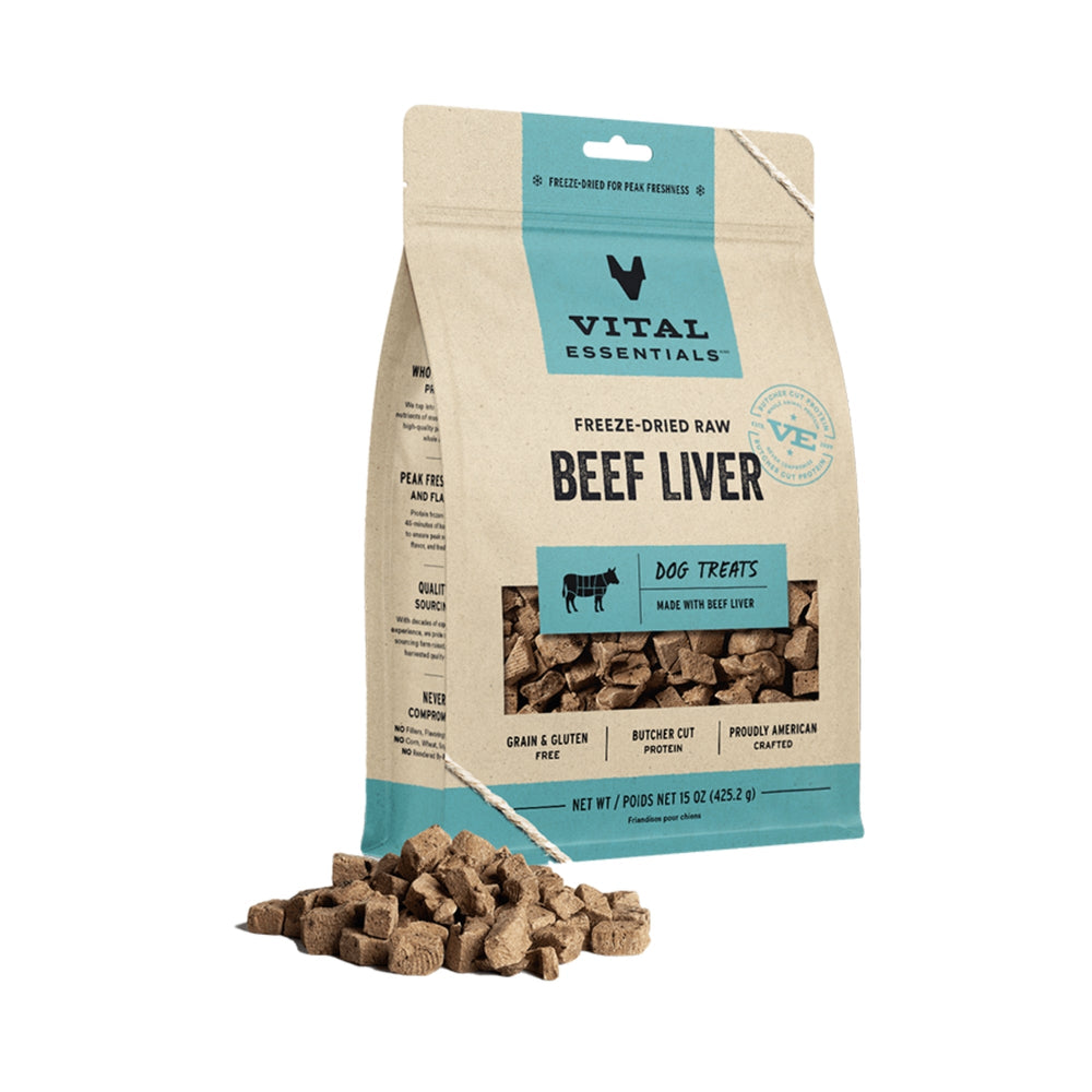 Vital Essentials Dog Freeze Dried Treat Beef Liver 15oz.