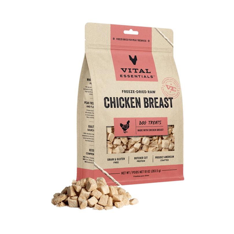 Vital Essentials Dog Freeze Dried Treat Chicken Breast 10oz for your Pet Dog with Pet Store X!