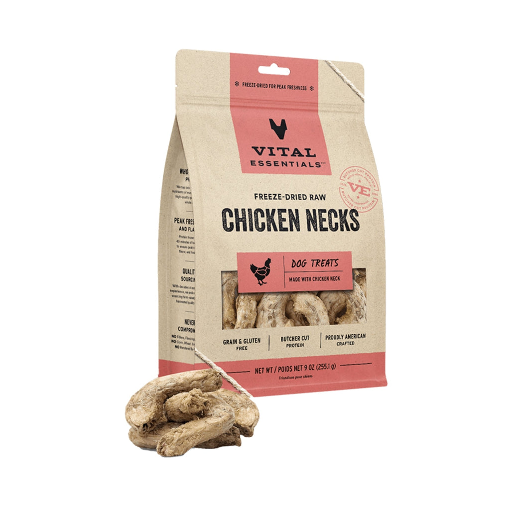 Vital Essentials Dog Freeze Dried Treat Chicken Necks 9oz.