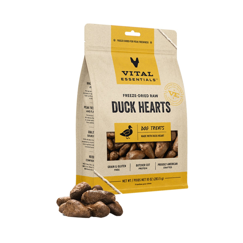 Vital Essentials Dog Freeze Dried Treat Duck Hearts 10oz for your Pet Dog with Pet Store X!