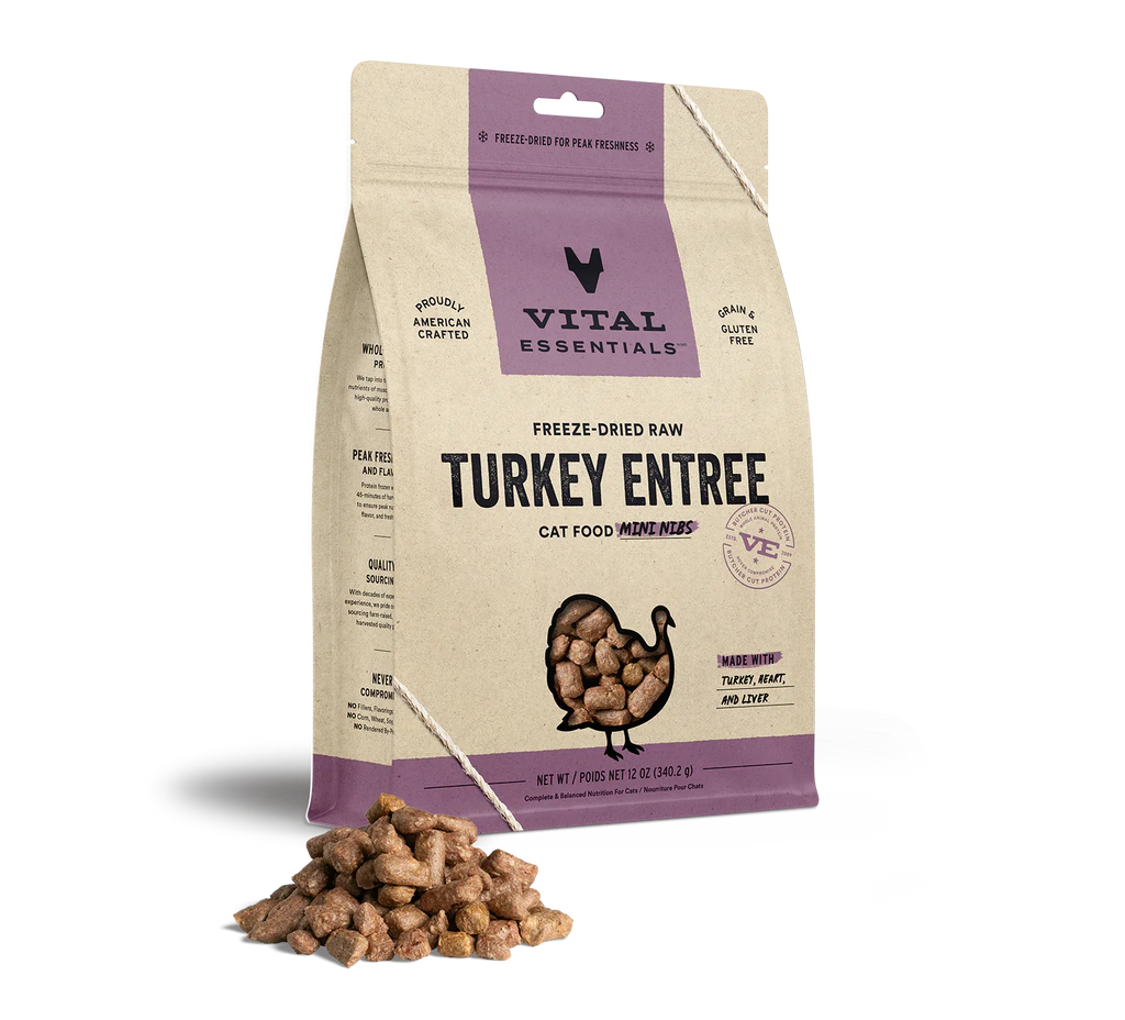 Vital Essentials Cat Freeze Dried Mini Nibs Turkey 12oz.