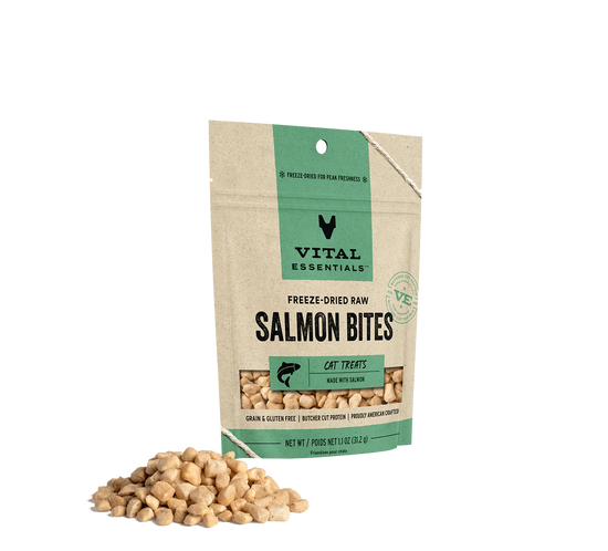 Vital Essentials Cat Freeze-Dried Treat Bites Salmon 11oz for your Pet Cat with Pet Store X!