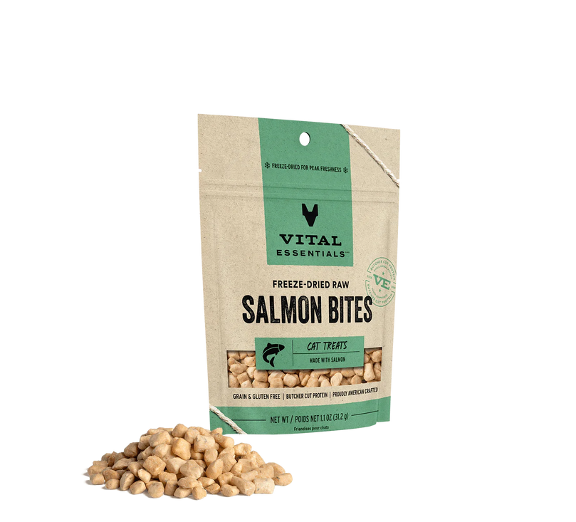 Vital Essentials Cat Freeze-Dried Treat Bites Salmon 11oz for your Pet Cat with Pet Store X!