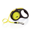 Flexi Classic Retractible Neon Reflective Tape Leash Black/Neon Yellow, 1ea/SM, 16 ft