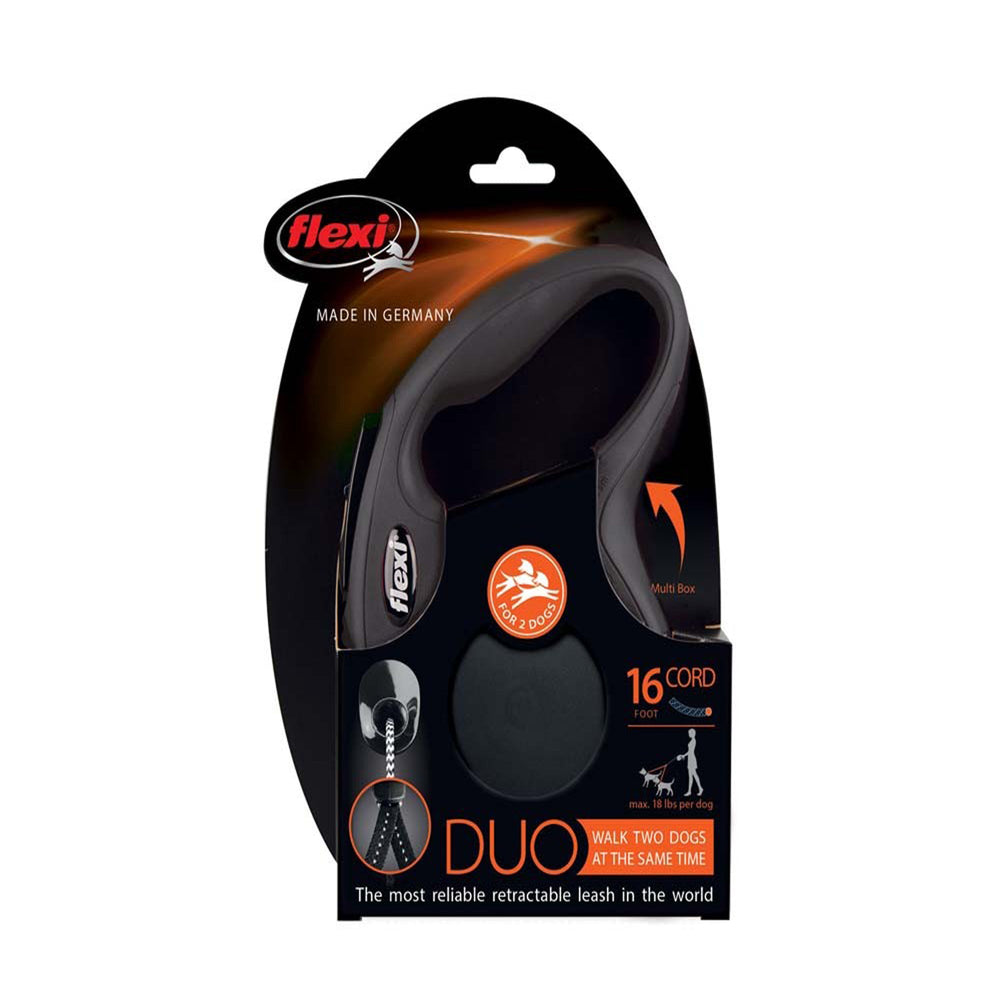 Flexi Classic Duo Cord Dog Leash Black 1ea/16 ft, MD, Up To 44 lb for your Pet Dog with Pet Store X.