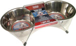 Loving Pets Stainless Steel Double Dog Diner Wrapped Silver 1ea/1 pt