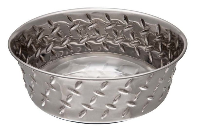 Loving Pets Diamond Plate Bowls with Non Skid Bottom Dog Dish Bowl Silver 1ea/1 pt for your Pet Dog with Pet Store X.