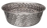 Loving Pets Diamond Plate Bowls with Non Skid Bottom Dog Dish Bowl Silver 1ea/1 qt