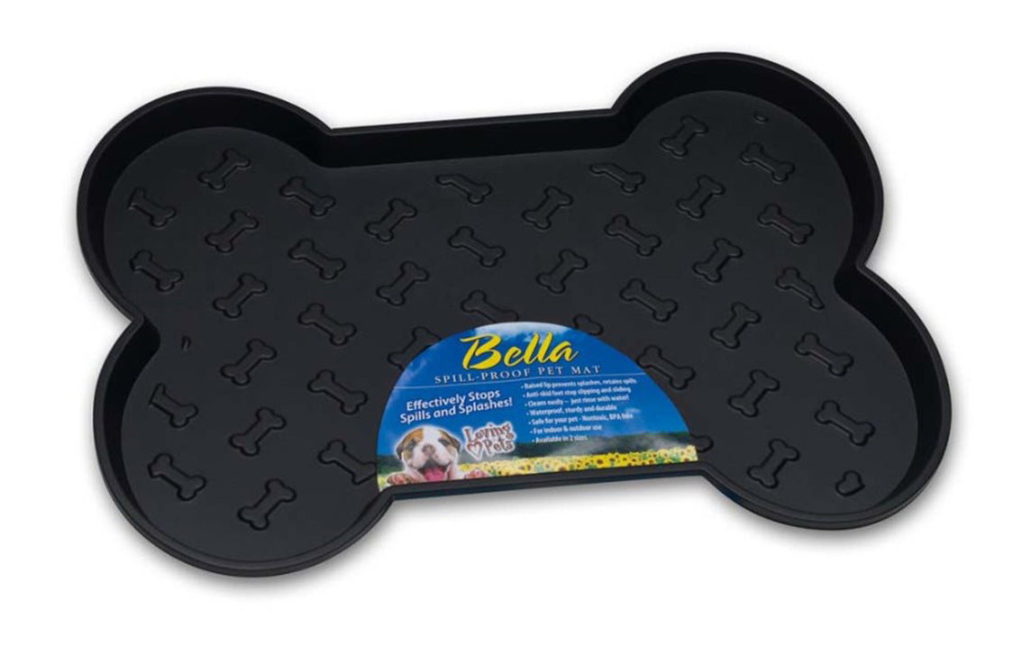 Loving Pets Spill-Proof Bone Shaped Dog Mat Black 1ea/LG