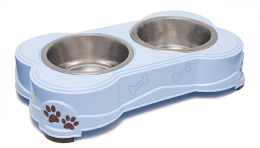 Loving Pets Double Diner Dog Bowl Murano Blue 1ea/SM