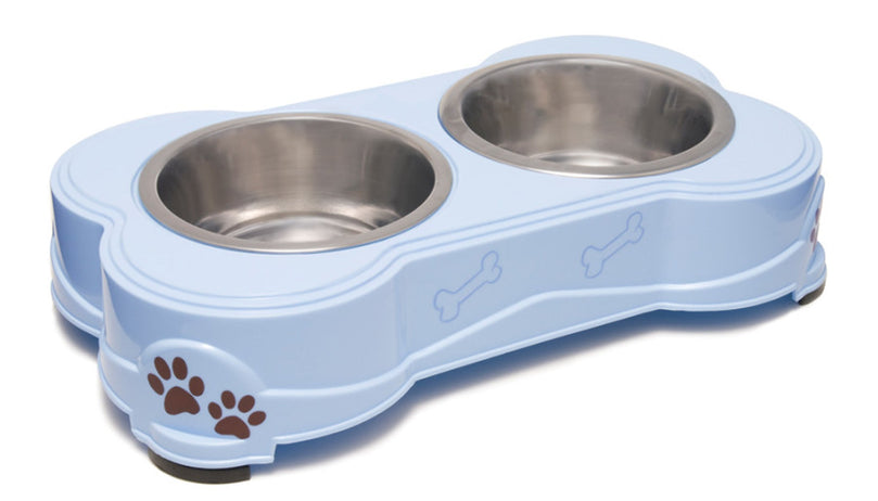 Loving Pets Double Diner Dog Bowl Murano Blue 1ea/MD for your Pet Dog with Pet Store X.