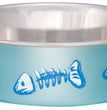 Loving Pets Bella Designer Fish Skeleton Cat Dish Metallic Ocean Blue 1ea/XS