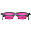 Loving Pets Travel Double Diner Dog Bowl Pink 1ea/MD