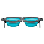 Loving Pets Travel Double Diner Dog Bowl Blue 1ea/MD