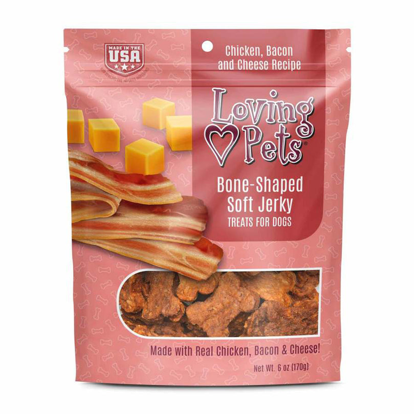 Loving Pets Bone-Shaped Soft Jerky Dog Treat Chicken, Bacon & Cheese 1ea/6 oz for your Pet Dog with Pet Store X!