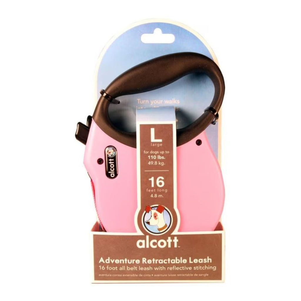 Alcott Adventure Retractable Belt Leash Pink Large-16Ft for your Pet Dog with Pet Store X.