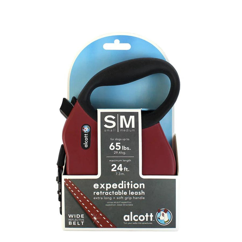 Alcott Expedition Retractable Belt Leash Red Small/Medium-24Ft for your Pet Dog with Pet Store X.