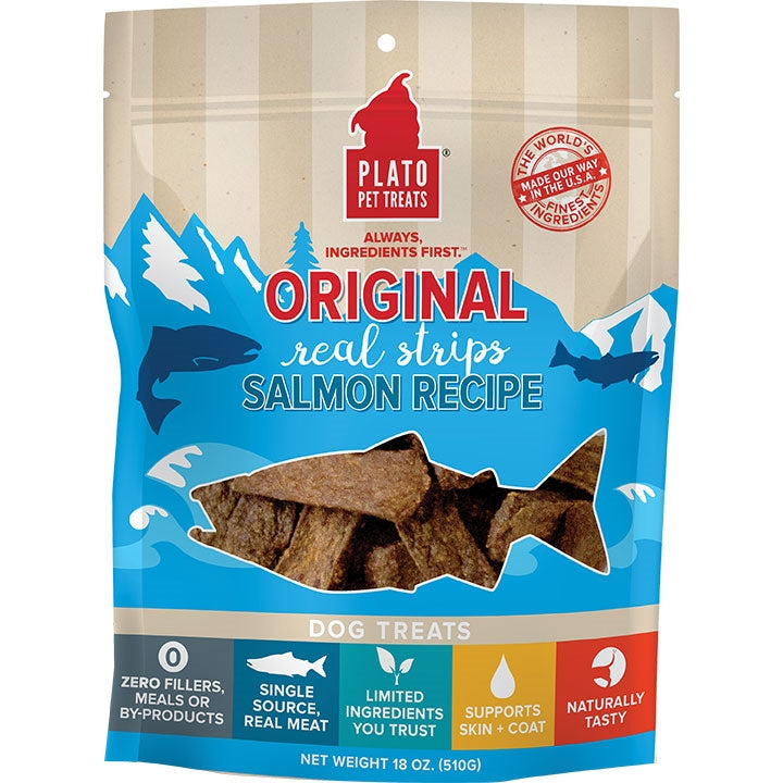 Plato Dog Strips Salmon 18oz.