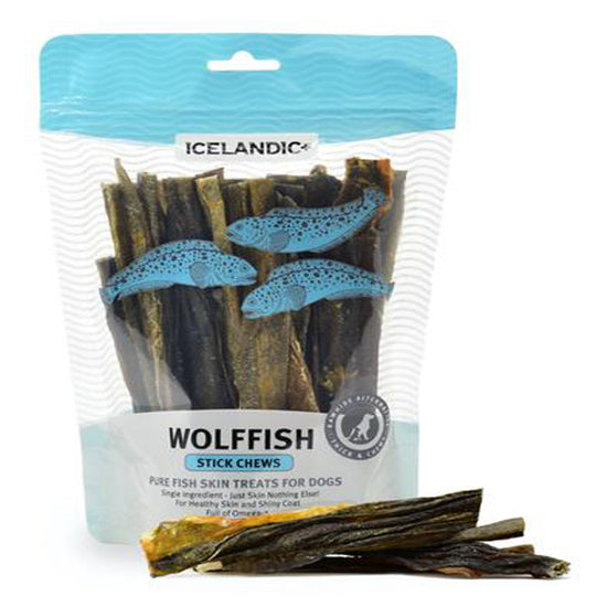 Icelandic Dog Wolffish Skin Stick Chews 4oz for your Pet Dog with Pet Store X!