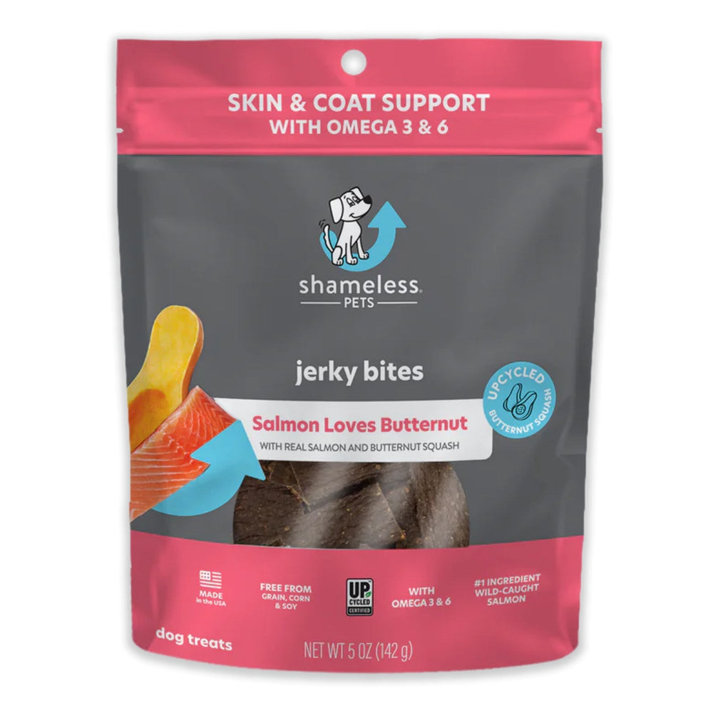 Shameless Dog Jerky Bites Salmon/Butternut 5oz.