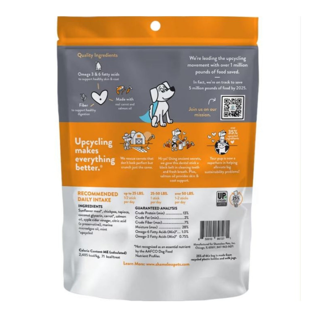 Shameless Dog Dental Sticks Carrot/Salmon 7.2oz.