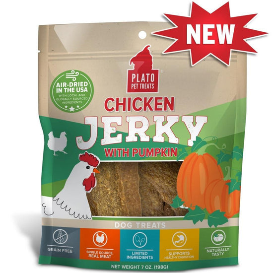 Plato Dog Jerky Chicken with Pumpkin 16oz for your Pet Dog with Pet Store X!