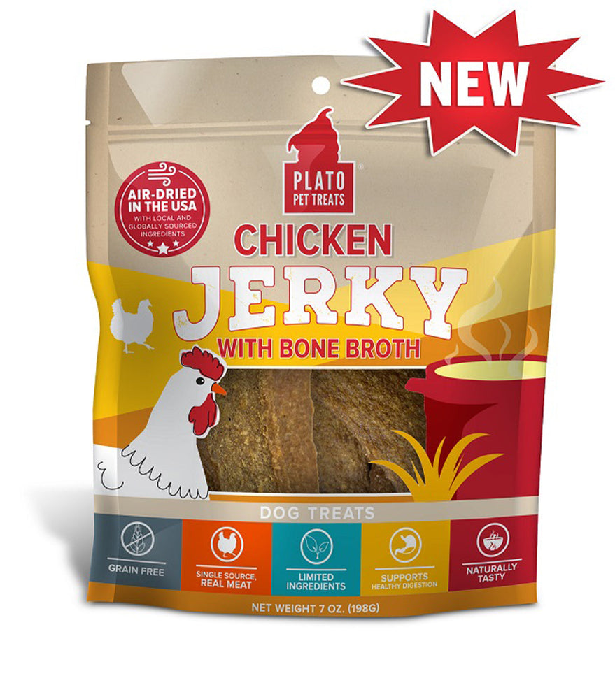 Plato Dog Jerky Chicken With Bone Broth 7oz.