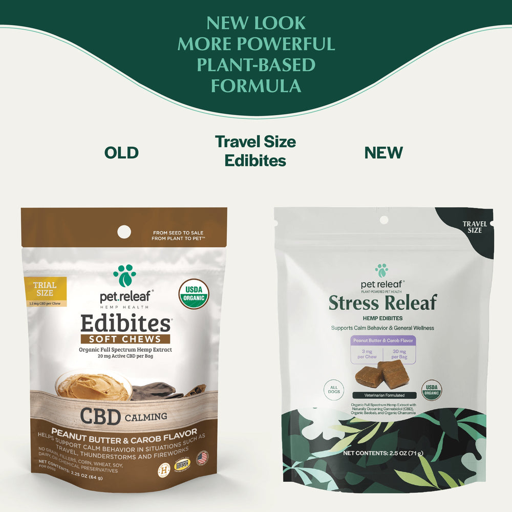 Pet Releaf Stress Edibites Cbd Dog 2.5oz. Peanut Butter Carob 3Mg Travel