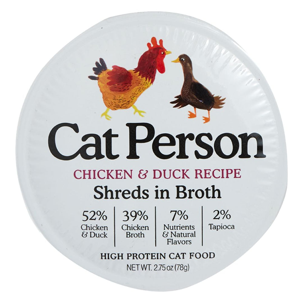 Cat Person Cat Bowl Booster Shreds In Broth Chicken & Duck 2.75Oz 24 Pack