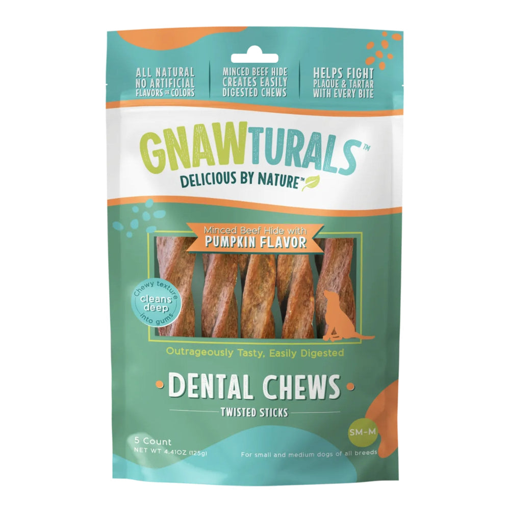 Gnawturals Dental Chews Twisted Stick Pumpkin Medium 5 Count