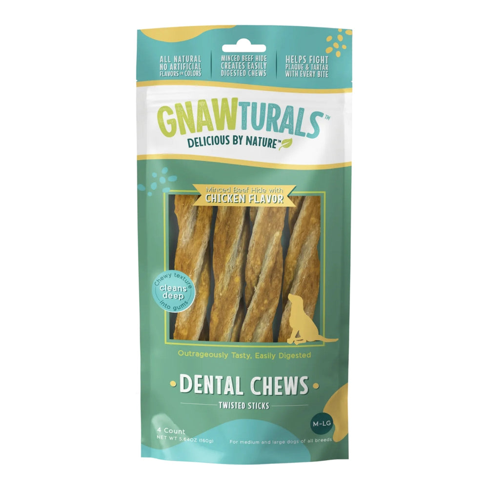 Gnawturals Dental Chews Twisted Stick Chicken Large 4 Count for your Pet Dog with Pet Store X!