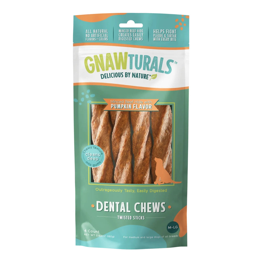 Gnawturals Dental Chews Twisted Stick Pumpkin Large 4 Count for your Pet Dog with Pet Store X!