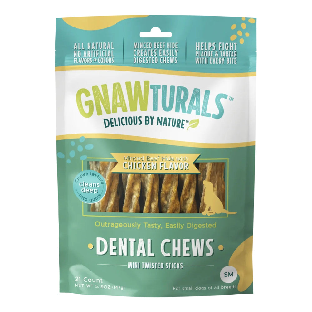 Gnawturals Dental Chews Twisted Stick Chicken Small 21 Count for your Pet Dog with Pet Store X!