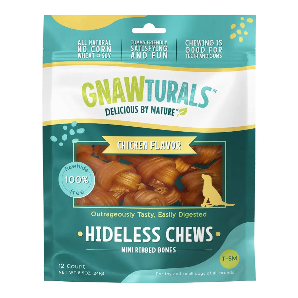 Gnawturals Hideless Chews Ribbed Bone Chicken Mini 12 Count