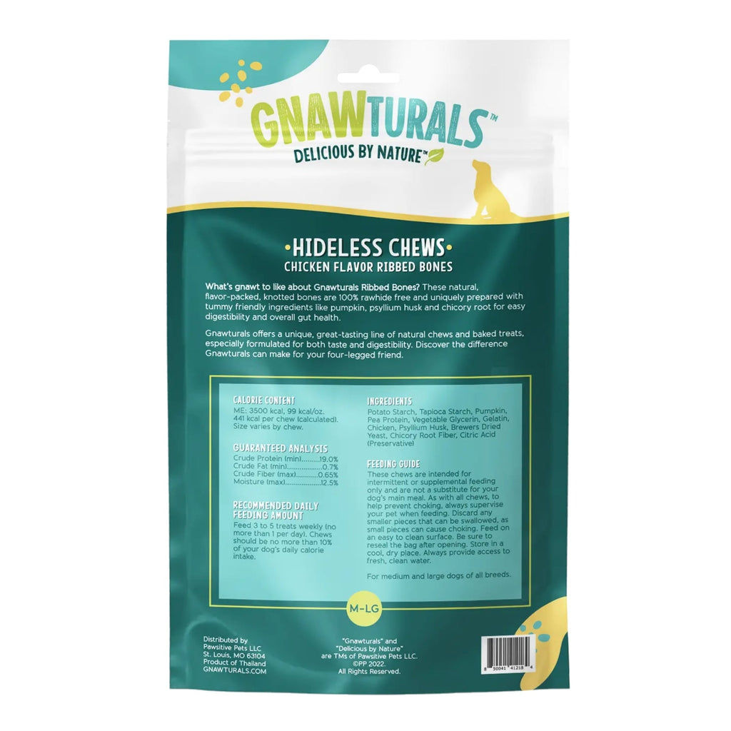 Gnawturals Hideless Chews Ribbed Bone Chicken Large 2 Count