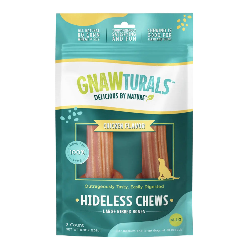 Gnawturals Hideless Chews Ribbed Bone Chicken Large 2 Count for your Pet Dog with Pet Store X!